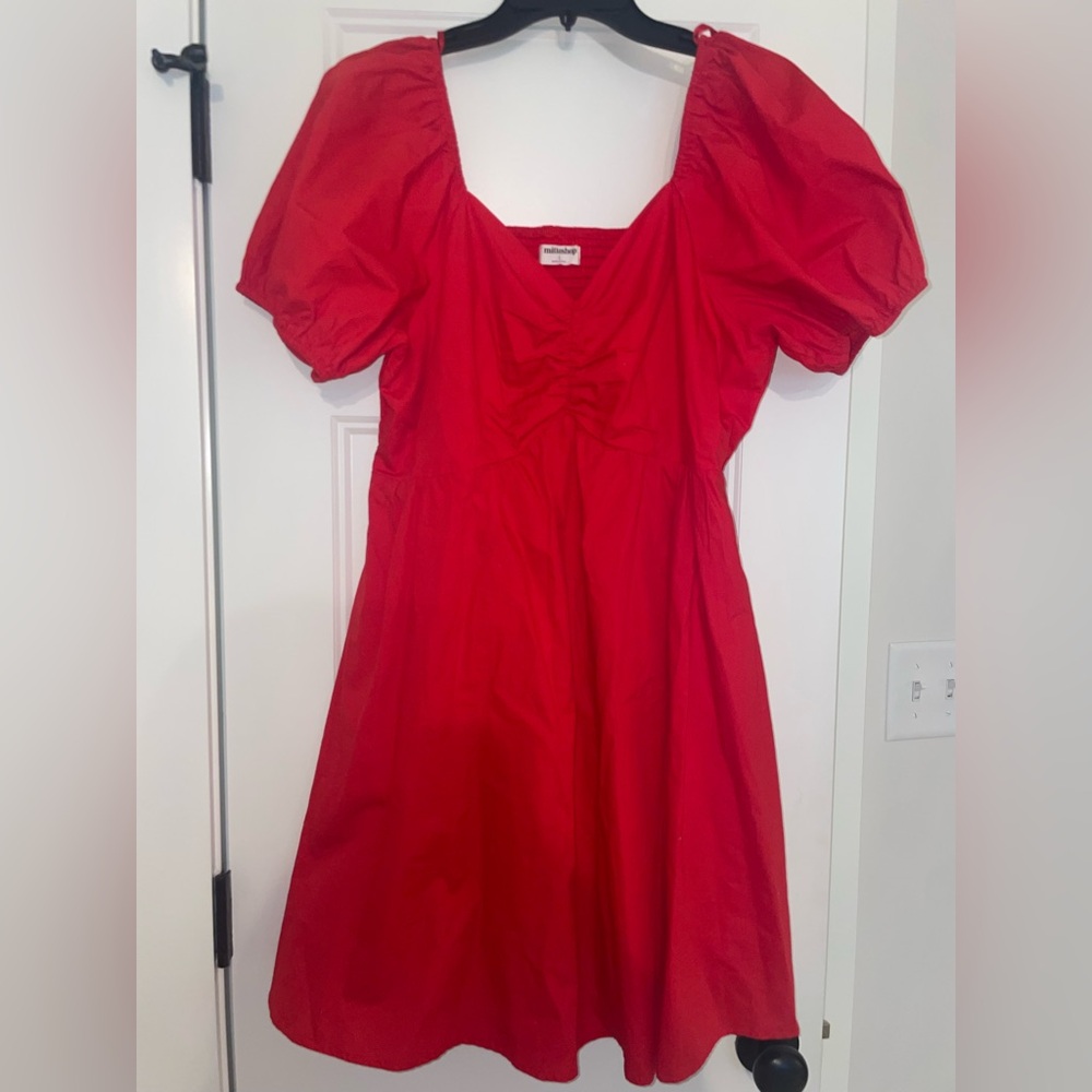Vibrant Red V-Neck Dress